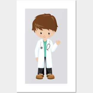 Doctor, Lab Coat, Medicine, Cute Boy, Brown Hair Posters and Art